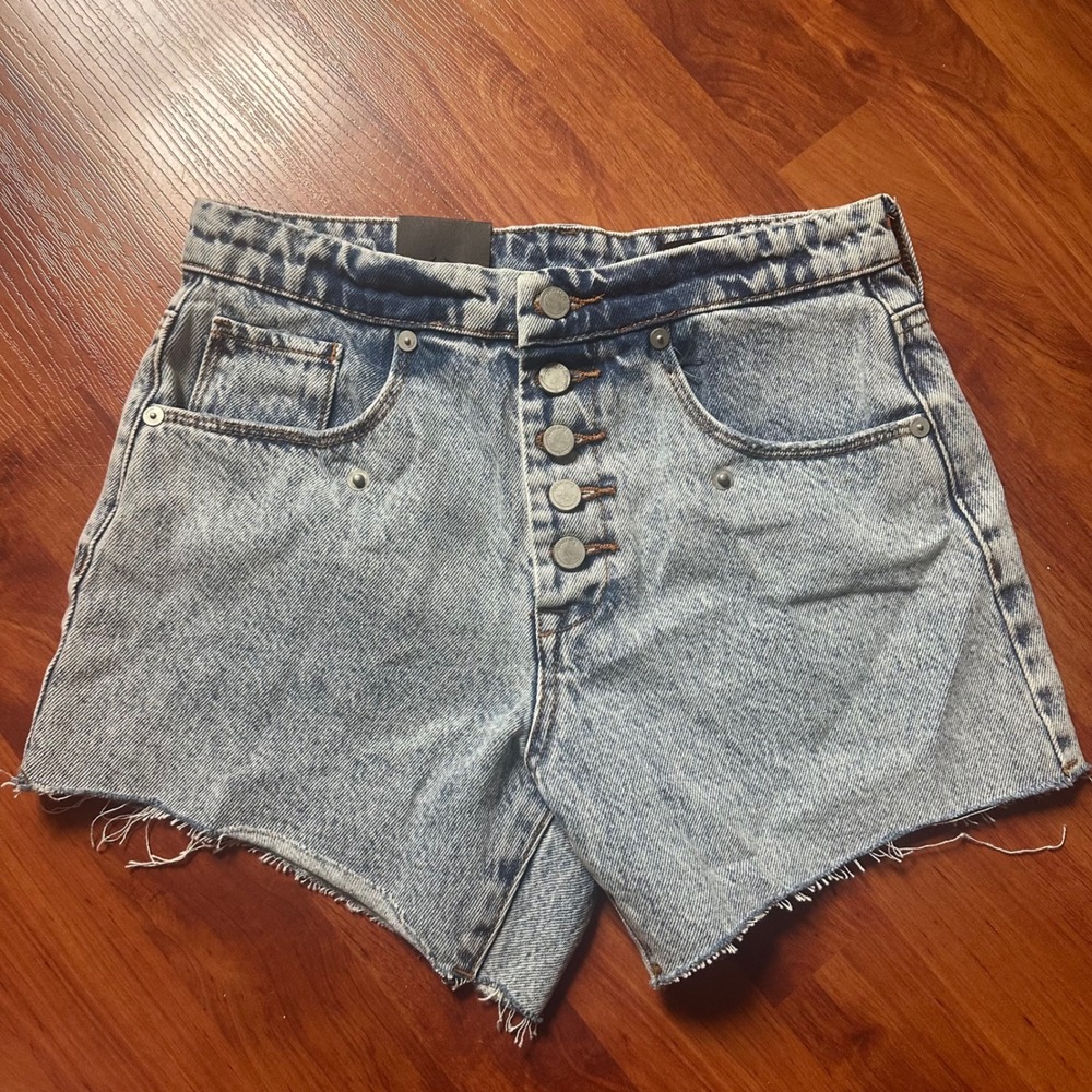 BlankNYC Acid Wash Denim Shorts Y2K Grunge Indie Sleaze Raw Hem Button Fly